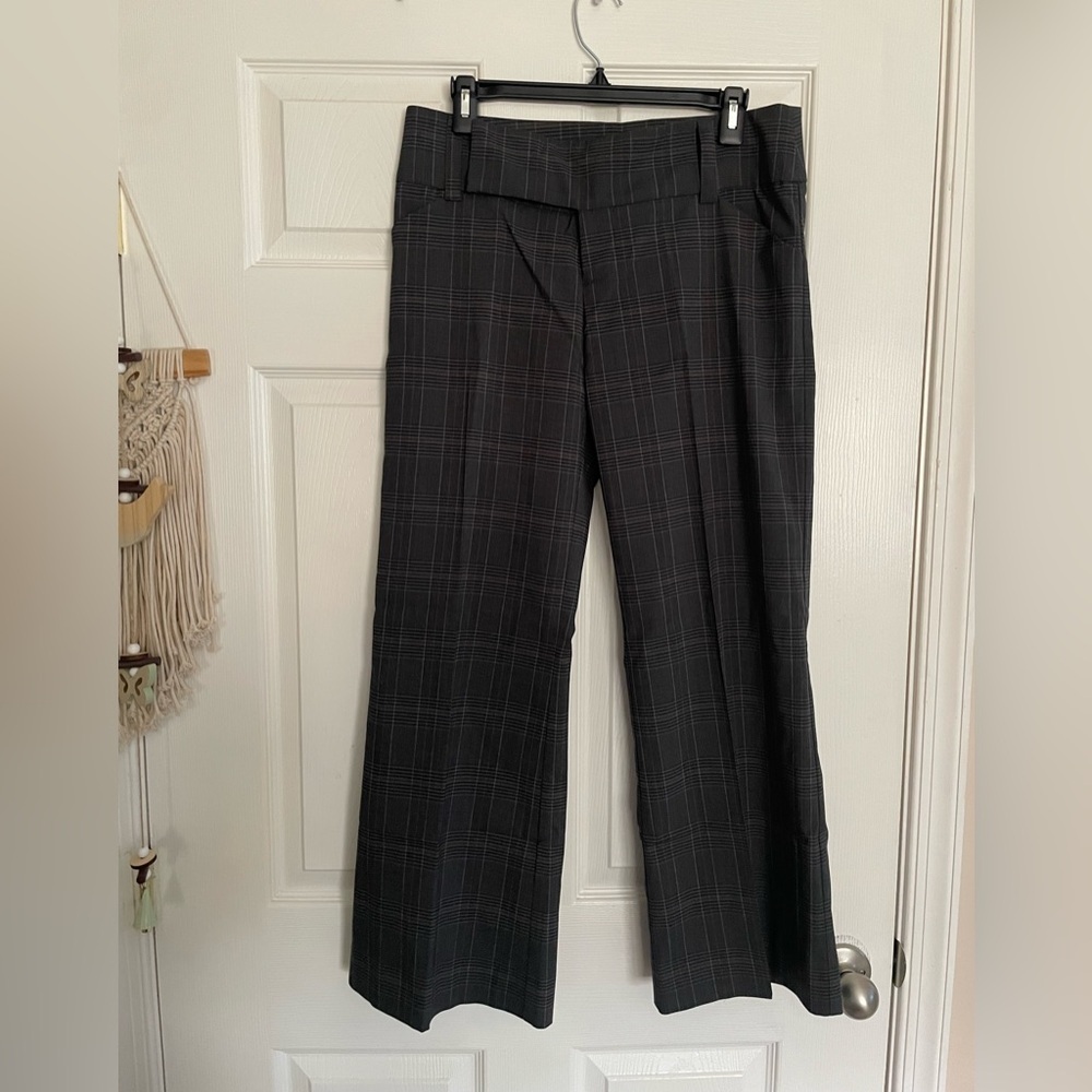 Vintage Love Tease Women’s Size 7 Grey Plaid Tailored Wide-Leg Pants